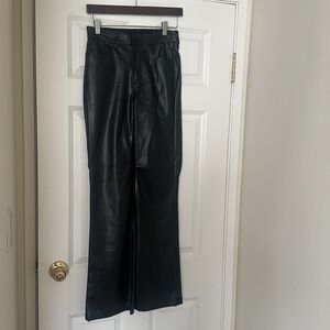 GAP black leather flare pants